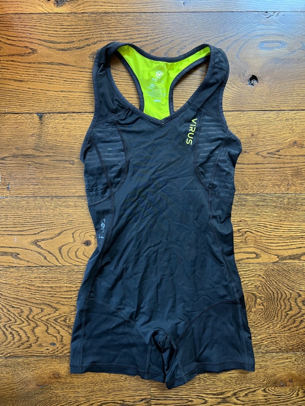 Virus Black Athletic Singlet with Lime Interior